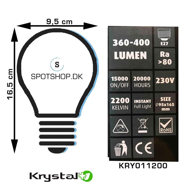 4W Dekorativ globe 95 i vintage kogle design - Filament LED pære 360-400 lumen #KRY011200  